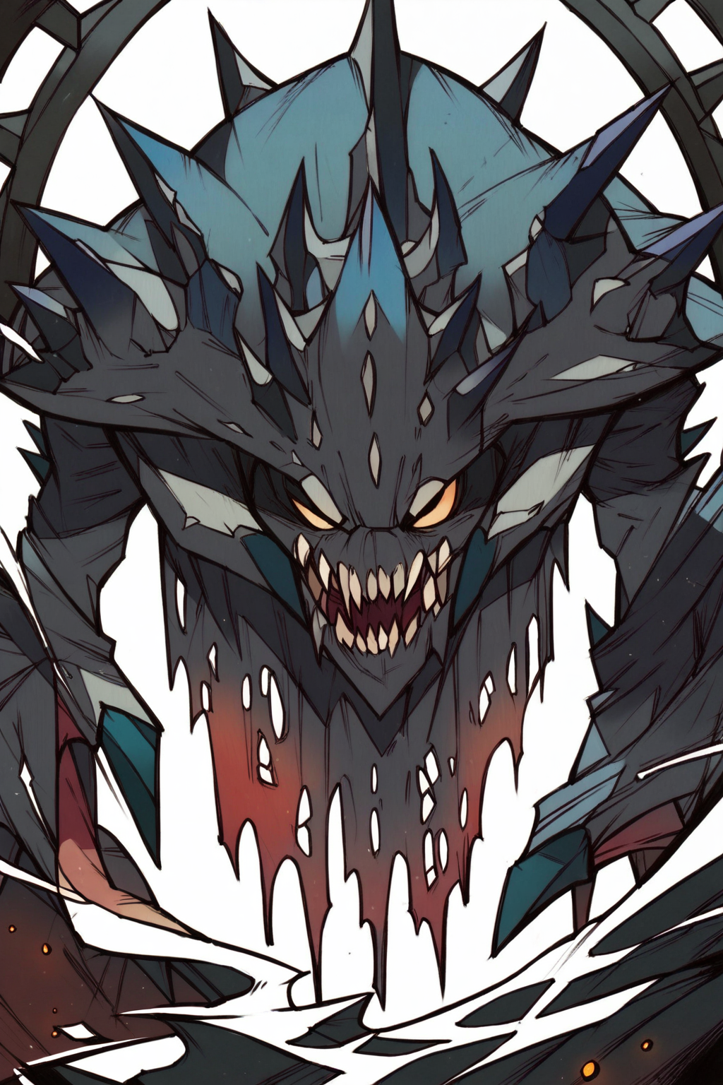 score_9, score_8_up, score_7_up, score_6_up, score_5_up, score_4_up, (source_anime), <lora:[GP]Yaya hiyayaka style SDXL:1.0> 1girl, dungeon, monster,