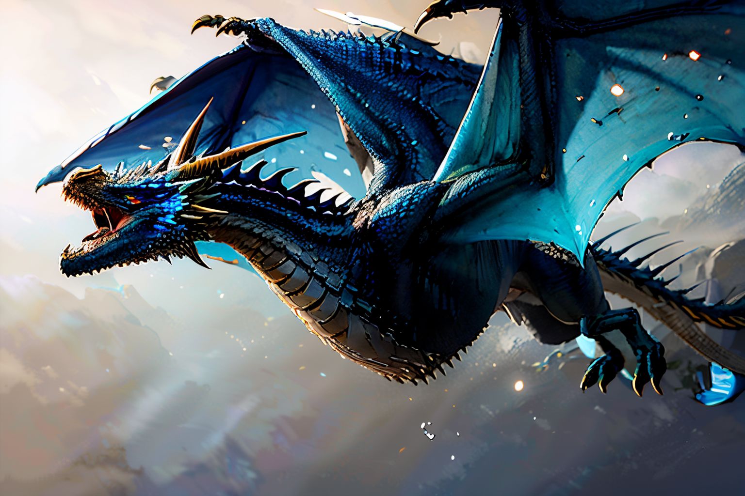 EdobDragon, ice blue dragon, open wings, (realistic:1.5), <lora:EdobDragon_v1.0:1>