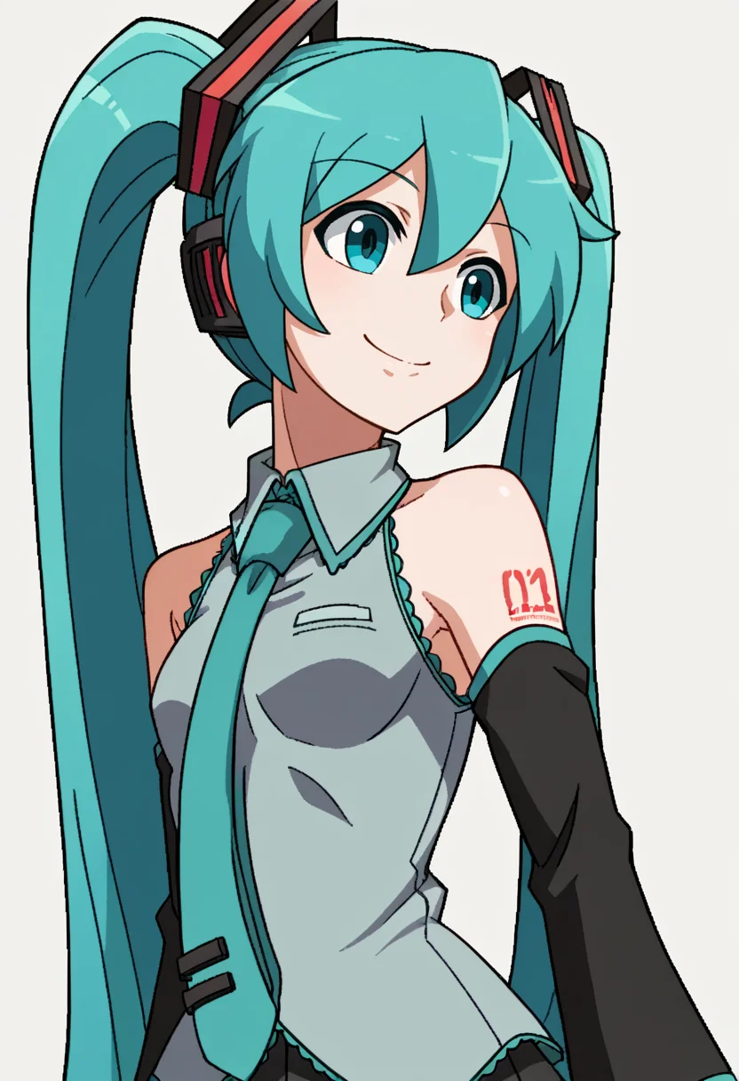 score_9, score_8_up, score_7_up, source_anime, BREAK, solo, 1girl, smile, <lora:Under-Night-In-Birth-Portraits-pdxl_Fp:1>, simple background, looking to the side, hatsune miku,