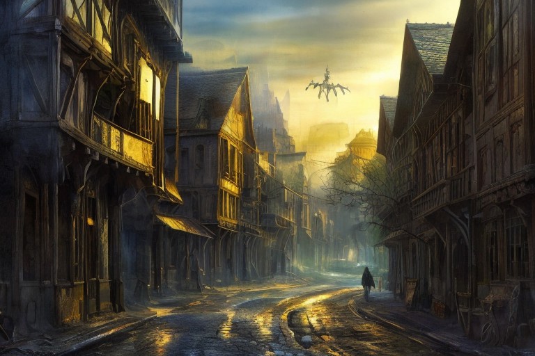 RAW photo, (masterpiece:1.3), subsurface scattering, heavy shadow, (high quality:1.4), (intricate, high detail:1.2), professional photography, HDR, High Dynamic Range, realistic, ultra realistic, photorealistic, high resolution, film photography, ambient lighting, atmospheric effects, <lora:detail_slider_v4:2>, OverallDetail,, epiCPhoto <lora:FantasySlums:1>, animal, bare tree, building, city, fanslu, fantasy, multiple boys, outdoors, painting \(medium\), road, scenery, sky, tree