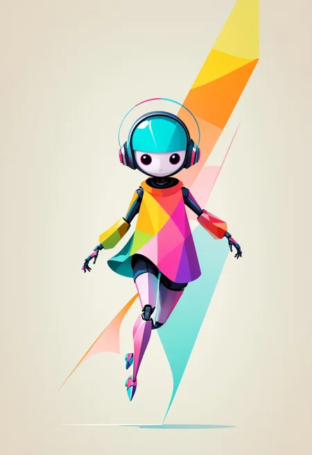Watercolor painting, (artwhtfsketch:1.4), movie poster, centered composition, digital illustration, a tiny and cute robot in motion, (minimalist, fashion illustration, elegant, vibrant colors, fluid lines:1.4), abstract geometric gradients, geometric shapes, circle, triangle, (junkyard location) <lora:artfullyWHTFSKETCH:0.6>, Vibrant, beautiful, painterly, detailed, textural, artistic