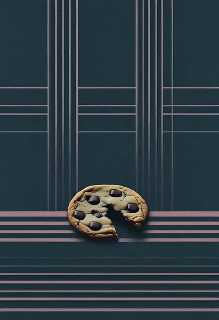score_9, score_8_up, score_7_up, score_6_up, novuschroma28 style, easynegative, detailxl, BREAK, chocolate chip cookie, cookie art design, cookie decoration,solo cookie,(flat art), extreme closeup, cat's paw