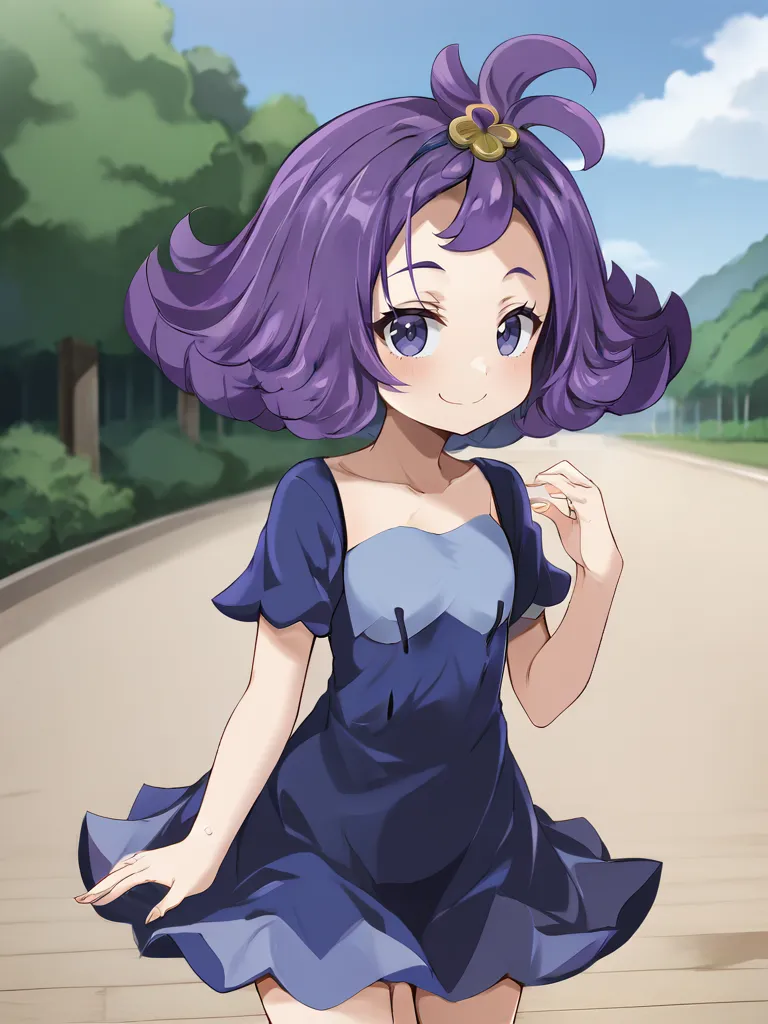 <lora:sumonacerolatsukishiro:1>
1girl, solo, acerolasiriguela, purple hair, flipped hair, topknot, hair ornament, multicolored dress, short sleeves, outdoors, standing, looking at viewer, smug, smile, cowboy shot