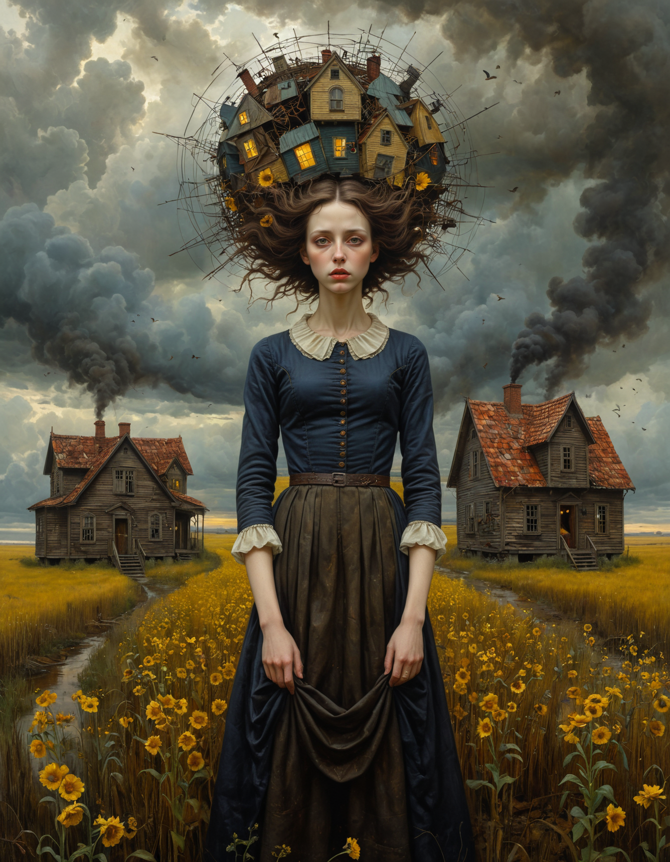 by Andrea Kowch, by Rafael Albuquerque, by Ivan Aivazovski , aesthetic, harmonic, artistic, creative, esthetic, (the chaotic structure of darkness:1.4), render, highly detailed and hyper surrealistic, perfect composition, harmonic colors, dramatic lighting
<lora:add-detail-xl:0.5> <lora:xl_more_art-full_v1:0.5>