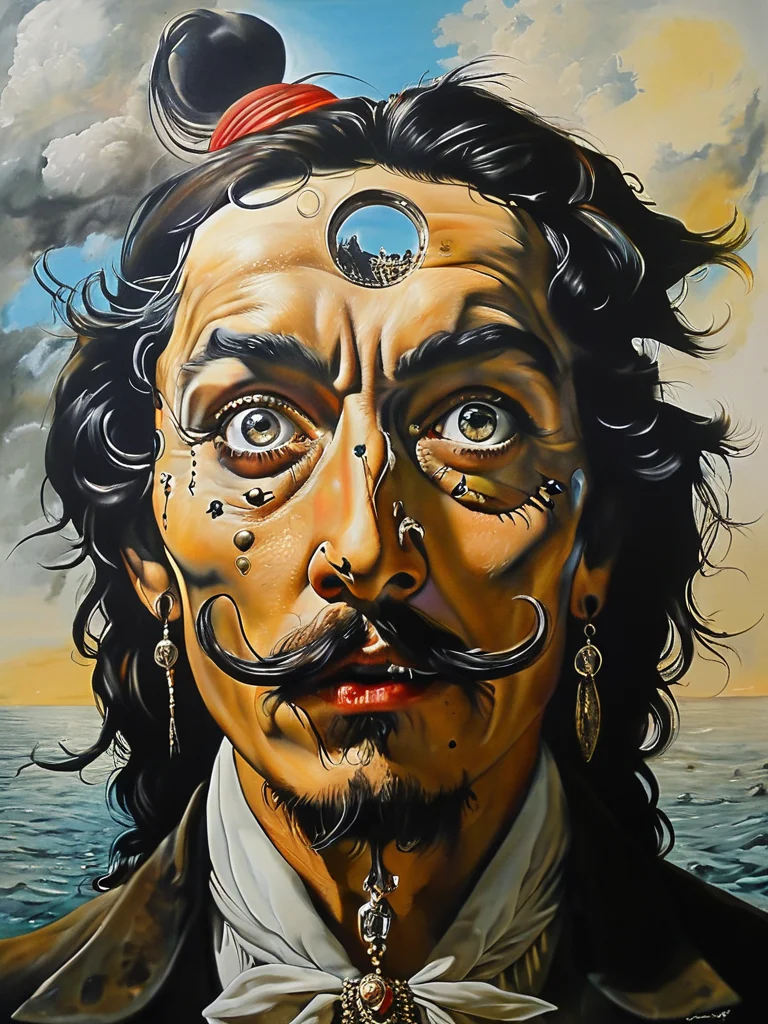 masterpiece,best quality,<lora:tbh114-sdxl:0.8>,Jack Sparrow,style of Salvador Dali,