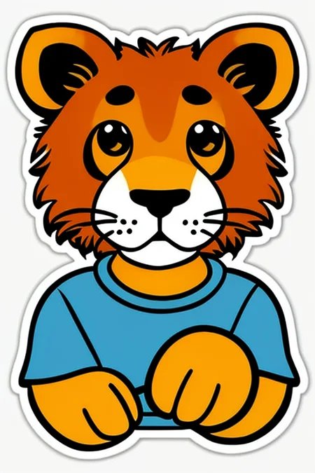 leo animal ((stickers)) retro (high quality) <lora:stickersAnimeStyle_v10:0.6>, closeup