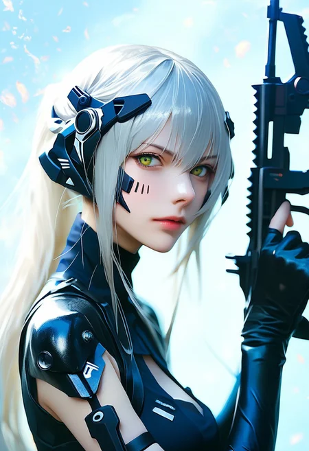 score_9_up, score_8_up, score_7_up, source_anime, extreamly detailed, beautiful detailed face, complex detailed background, 1girl, completely clothes, BREAK,
Gager \(Girls' Frontline\), Gager Regular Clothes, Gager Weapon