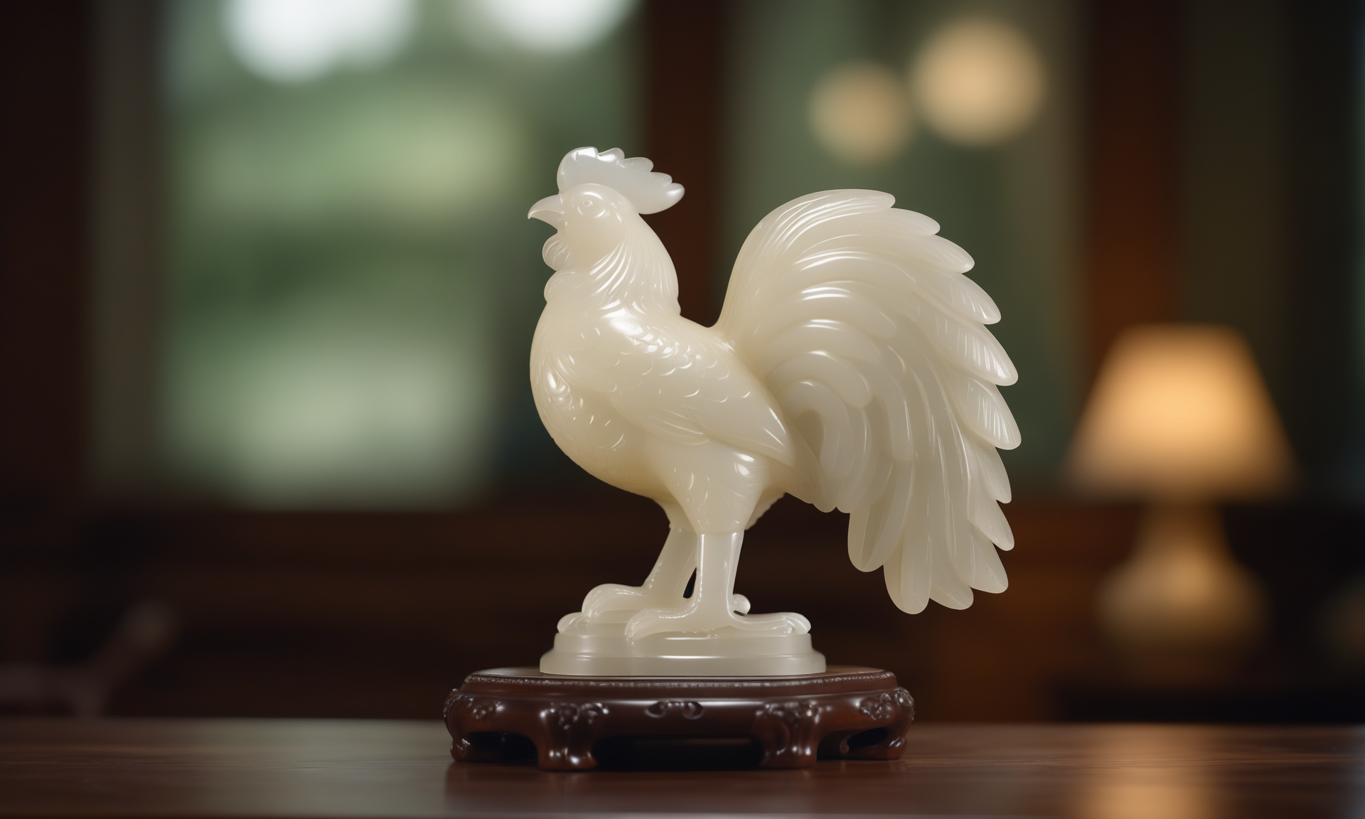 cinematic film still <lora:jadecarvingcd_xl-000007:0.8>,a statue of a cock made of (jadecarvingcd_xl,jade carving,translucent) on floor,no humans,long-focus,indoors,chinese zodiac,wooden table,cutie,cute,still life,animal statue,front view,facing viewer,looking at viewer . shallow depth of field, vignette, highly detailed, high budget, bokeh, cinemascope, moody, epic, gorgeous, film grain, grainy, 8K, HDR, UHD, masterpiece, best quality, highly detailed, high resolution, finely detail, extremely detailed, ultra detailed, wallpaper