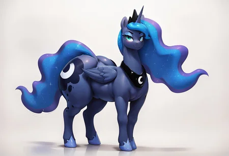 score_9, score_8_up, score_7_up, Artist:Dragk, BREAK,1girl, solo, cowboy shot,<lora:add-detail-xl:.5>,feral, alicorn pony, mare, Princess luna, score_9, score_8_up, score_8_up, standing, gigantic ass, big ass, huge ass, perfect round ass, thick thighs, volumetric lighting,eye lashes, stable, dark, (seductive smile), spread legs,((((((full_body))))))),bottom heavy ass,tail and dock