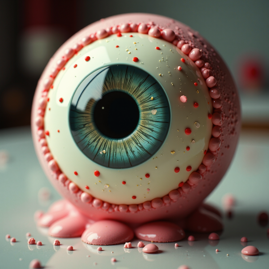 a professional (film grain:1.2) photography of a made entirely out of ice cream GelatoStyle Eyeball<lora:GelatoStyleFlux:0.8>