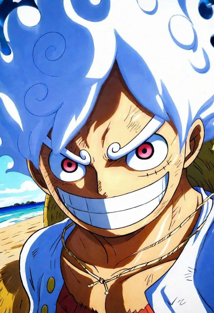 2D ( Portrait:1.1) 1Luffy in a beach, (best quality, masterpiece, detailed, highly detailed face) ,(high definition face:1.0),(detailed eyes:1.0) 8k,(Smilex2), (solo), amazing perspective, profesional composition ,