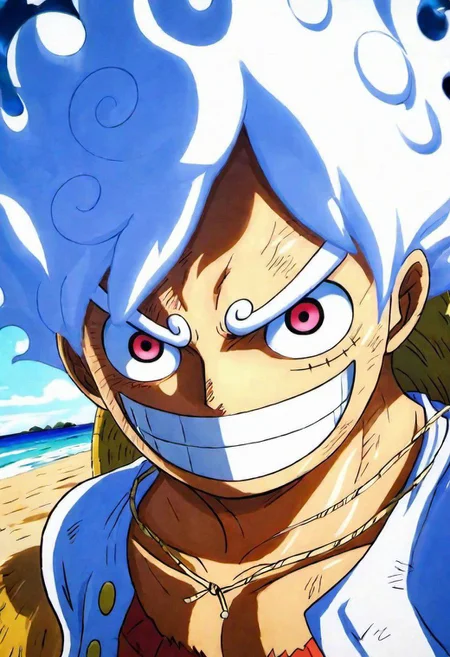 2D ( Portrait:1.1) 1Luffy in a beach, (best quality, masterpiece, detailed, highly detailed face) ,(high definition face:1.0),(detailed eyes:1.0) 8k,(Smilex2), (solo), amazing perspective, profesional composition ,
