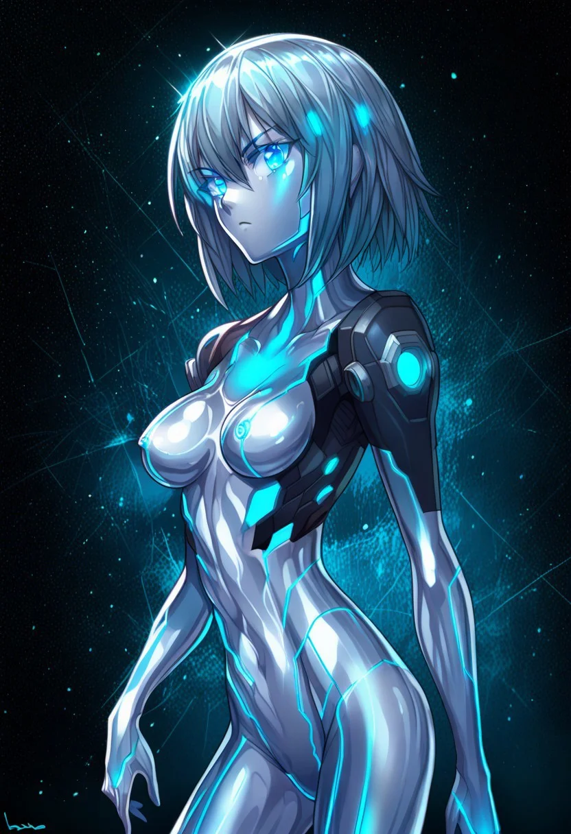 score_9, score_8_up, score_7_up, score_6_up, score_5_up, score_4_up, 2D, ibenz,
BREAK
1girl, liquid mercury, solo,
silver body, medium hair, silver hair,
((blue lines, blue eyes, glowing eyes)), ((slender, lean, medium breasts)),
focused, serious, calm,
(cyberspace) black background, blue energy lines, blue code, detailed background,