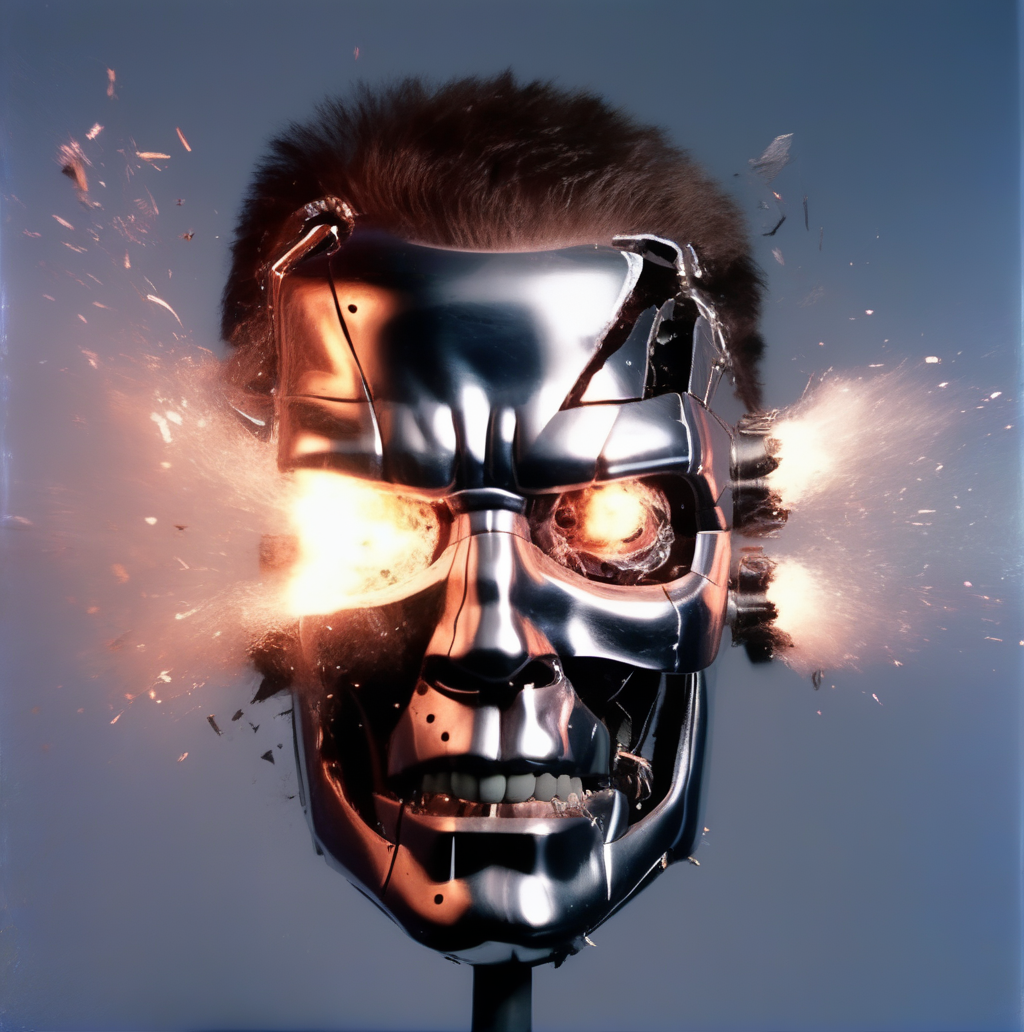 motioshot   exploding terminator head, smoke and sparks<lora:motioshot:1>
