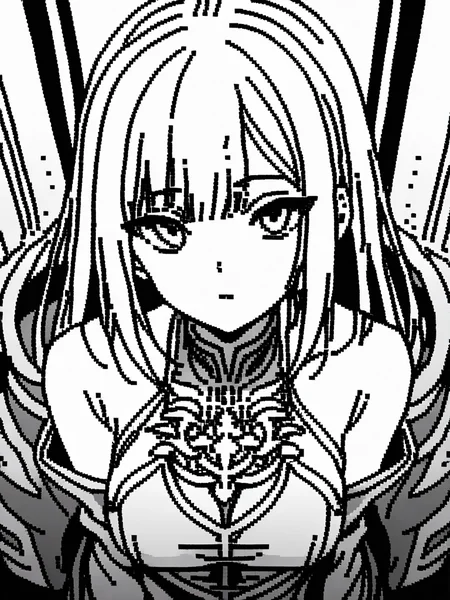 masterpiece,(best quality),highly detailed,ultra-detailed,
1girl,<lora:dot_XL:1>,looking at viewer,monochrome,