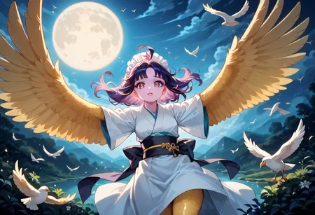 best resolution,score_9,score_8_up,score_7_up,score_6_up,score_8,score_7,score_6,best quality,masterpiece,source_anime,1girl,solo,kawaii,cute,winged_arms,A majestic harpy with dark feathers and glowing red eyes,wearing black japanese kimono,flying soaring through a stormy night sky.moonlight, starlight, firelight,wise,moonlit night sky,wind,cowboy shot,focus on face,dynamic shot, Expressiveh,eyesHD,high gradient eyes,detailed eyes,high definition eyes, <lora:Eyes_High_Definition:0.25> <lora:Expressive_H:0.75> <lora:winged_arm_style:0.85>
