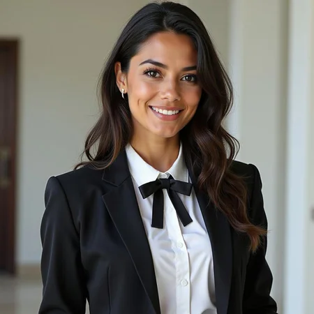 BHS
a beautiful woman who looks like a Spanish model wearing a school uniform style outfit