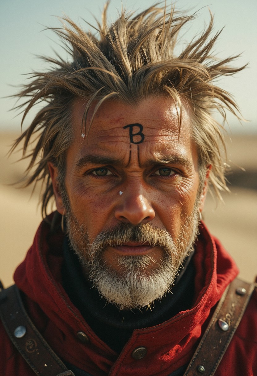 Vibrant Colorful Realistic analog photo, very detailed, hyper detailed, photorealistic, hyperdetailed, uhd, 4k, the focus of the image is on the witch, extreme closeup Face Portrait, extreme face closeup, head focus, Realistic analog photo, awesome, high Quality, photorealistic, atmospheric lighting, volumetric lighting, cinematic, Epic Film Quality, dense Sand storm, dust, floating Sand,
Capture the essence of medieval valor in this close-up shot: a weathered knight with spiked hair in high collar armor bearing a bold text crafted masterfully from its metal "buzz". Positioned in a morning dueling arena, he awaits his opponent with a stance of readiness. Let the fluttering banners and flags in the wind tell the story of anticipation and honor on the battlefield.