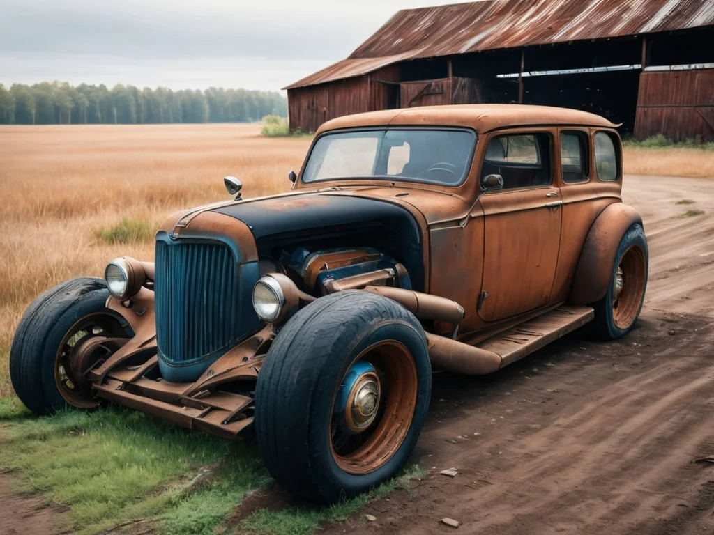 <lora:custveh:1> custveh_vehicle, custom Abandoned Rusty car, barn,(cinematic atmosphere:1.2), RAW photo shot by dslr Fujifilm XT3 depth of field bokeh soft lighting film grain photography Realistic photo-realistic Lifelike, <lora:sdxl_photorealistic_slider_v1:5>, <lora:wowifierXL:0.3>