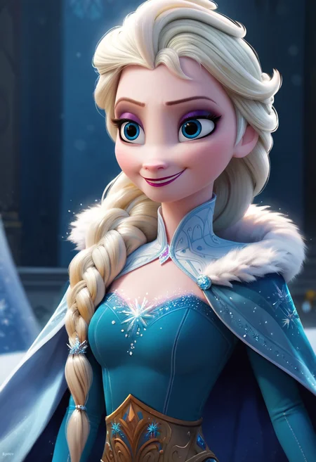masterpiece,best quality, highly detailed, score_9, score_8_up, score_7_up, score_6_up,source_Anime,<lora:xl_more_art-full_v1:0.8>,
BREAK
<lora:ElsaXL:0.8>elsa, elsa (frozen), braid, 1girl, blonde hair, single braid, dress, cape, makeup, long hair, hair over shoulder, smile, solo, blue eyes, fur trim
