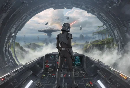 a (solo:1.5) black white lizard with (star wars armor:1.5) sword on belt (cockpit instruments view:1.5) inside star-wars style spaceship, (apocalyptic:1.5) fall fallen stars comets meteors burning planet, (ocean:0.5) (waves:0.5), in the middle of sea,
dawn, heavy rain, wind, windy, typhoon, hurricane, tropical storm, fog, mountain, sky, cloud, deluge, rainforest,
(anime:1.5) , anime screencap in mnst artstyle, full body character portrait landscape