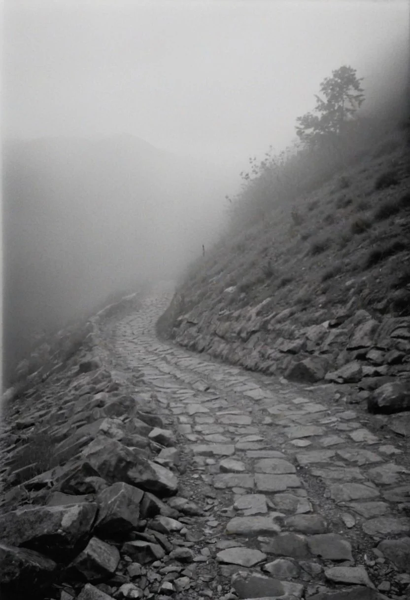 KB_Kentmere400, instagram photo, a foggy mountain, soft shadows, film grain