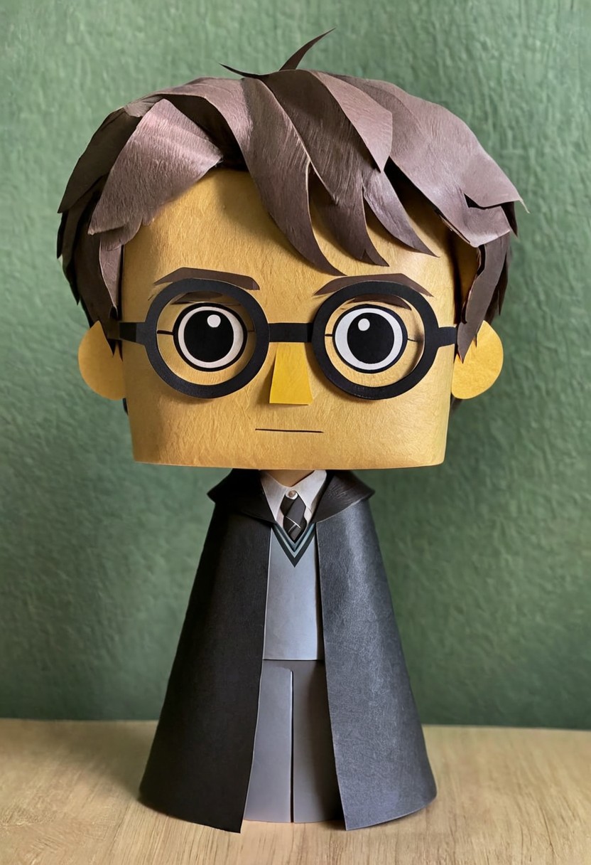 made out of ral-ppr, papercraft, paper, harry potter, <lora:ral-ppr-sdxl:0.7>, positive emotional, professional fine composition, beautiful composition, dramatic, fertile, confident, extremely stylish, cinematic, beautiful
