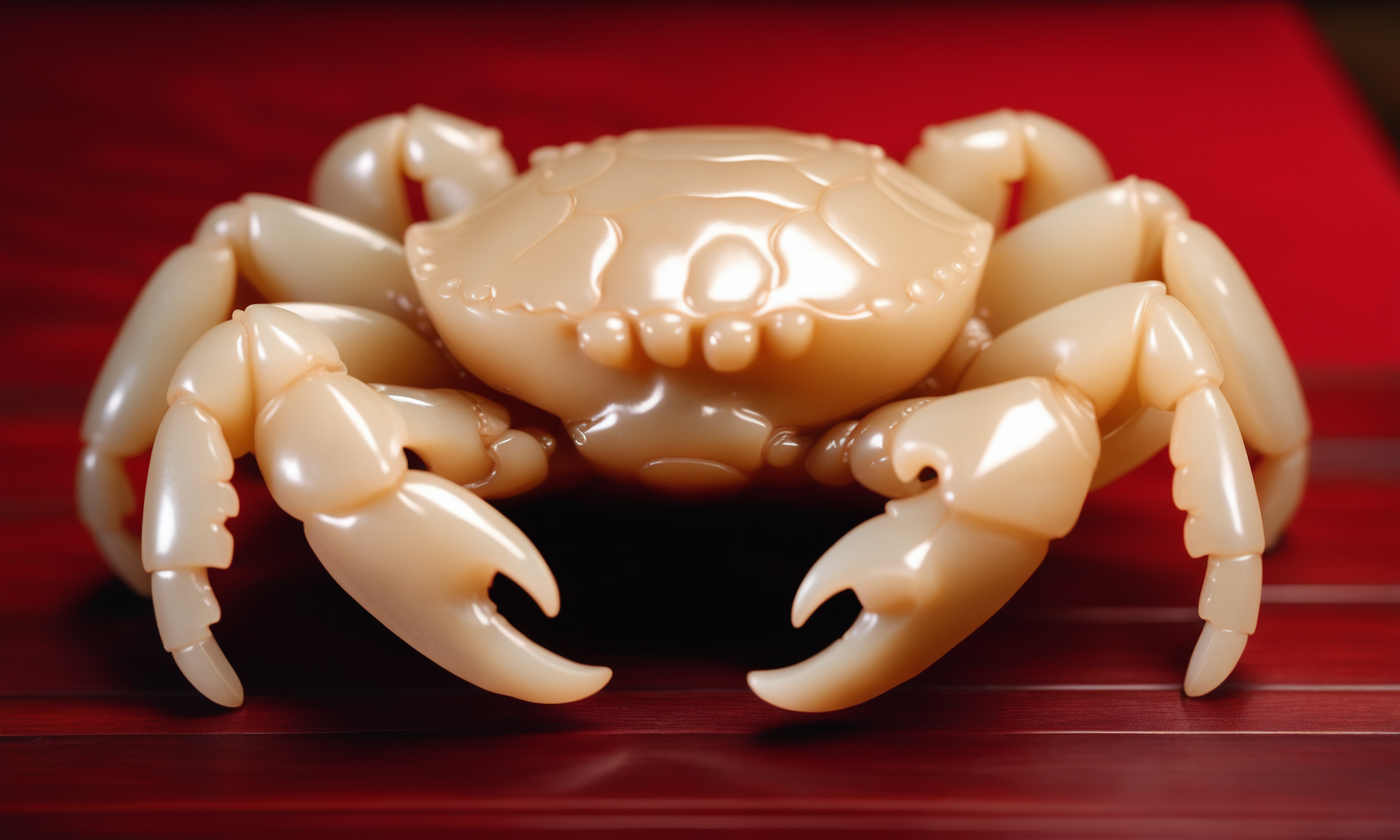 cinematic film still <lora:jadecarvingcd_xl-000007:0.8>,a statue of a crab made of (jadecarvingcd_xl,jade carving,translucent,red theme:1.3) on floor,no humans,long-focus,indoors,chinese zodiac,wooden table,cutie,cute,still life,animal statue,front view,facing viewer,looking at viewer . shallow depth of field, vignette, highly detailed, high budget, bokeh, cinemascope, moody, epic, gorgeous, film grain, grainy, 8K, HDR, UHD, masterpiece, best quality, highly detailed, high resolution, finely detail, extremely detailed, ultra detailed, wallpaper