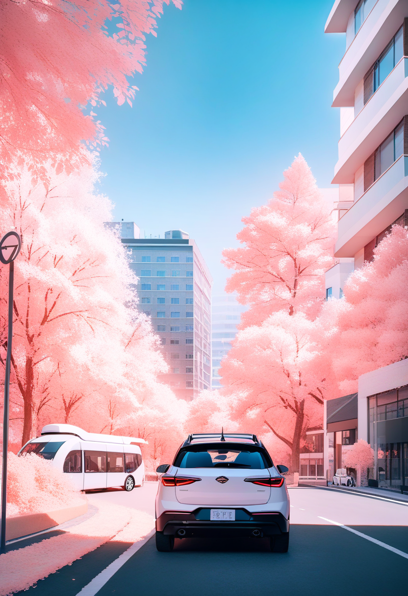 masterpiece, best quality, very aesthetic, absurdres,
Infrared_photography, no humans, scenery, ground vehicle, motor vehicle, outdoors, tree, road, car, sky, road sign, building, lamppost, sign, street, cloud, blue sky, day, window, city
 <lora:Infrared_photography_SDXL_V1:1>