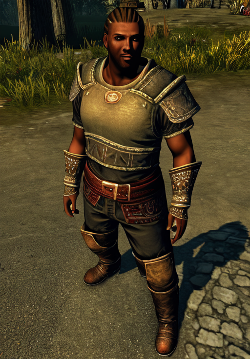 a man, <lora:Redguard-Male:0.8>, Redguard-Male, 1man, solo,, (masterpiece, best quality, absurdres, detailed, ultra-detailed:1.3), charming