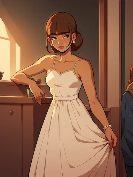 score_9, score_8_up, score_7_up, score_6_up, score_5_up, <lora:CFXLP:1> cf, 1girl, bangs, brown hair, dress,