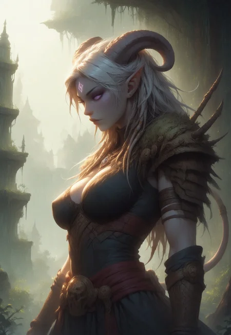 (absurdres, best quality, masterpiece:1.4), score_9, score_8_up, score_7_up, score_6_up, detailed, detailed body, detailed face, world of warcraft, fantasy,
fFaceDetail, SkinDetail, ((female, draenei, tall, athletic arms, pale white skin, smooth skin, long white hair, purple eyes, no pupil, no sclera, long white tail), (h0rns, ram horns, white horns),
(long fingers, purple fingernails, purple nail polish)),
(long loose teal dress, simple armlet, black facemask, teal silk scarf), GunMonk, shotgun, holding shotgun,
full body, side view
outdoor, evening, mountains