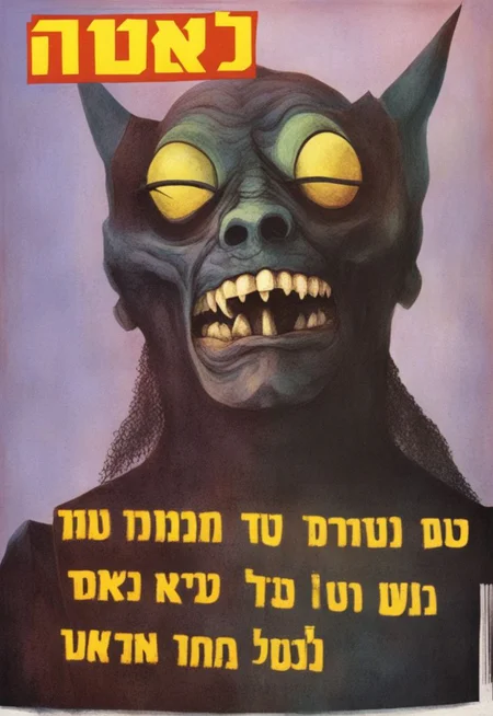 An image of an evil demon from the depths of hell in laisha VintageMagStyle <lora:SDXL-laisha-Lora:1> <lora:SDXL-VintageMagStyle-Lora:1>
