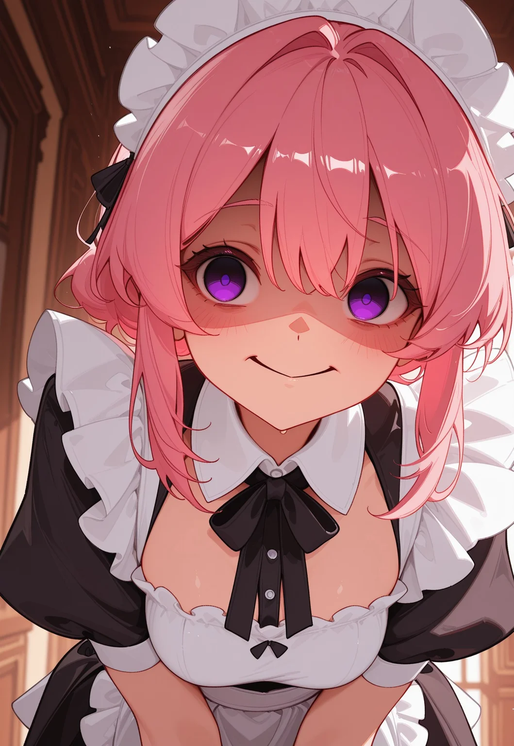 APRIL FIRST FOREVER,
(squishing:1.2), yandere,
solo, CivChan, purple eyes, pink hair, maid,
(takashia \(akimototakashia\):0.5), (sam yang:0.5), (ciloranko:0.5), (moshimoshibe:0.5),
[masterpiece, best quality, absurdres, very aesthetic, dynamic pose]