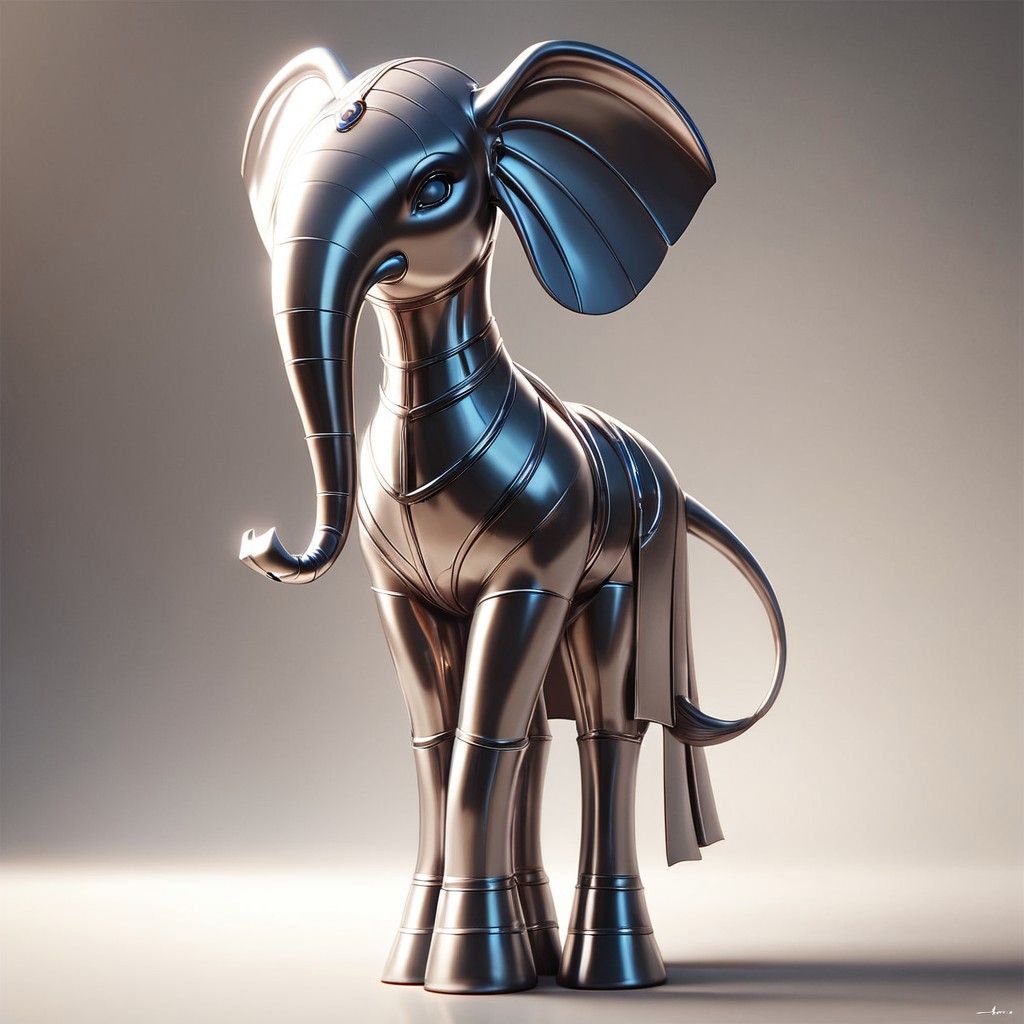 score_9, score_8_up, score_7_up, elephant shaped steel, made of steel, polished steel, polished, shiny,
