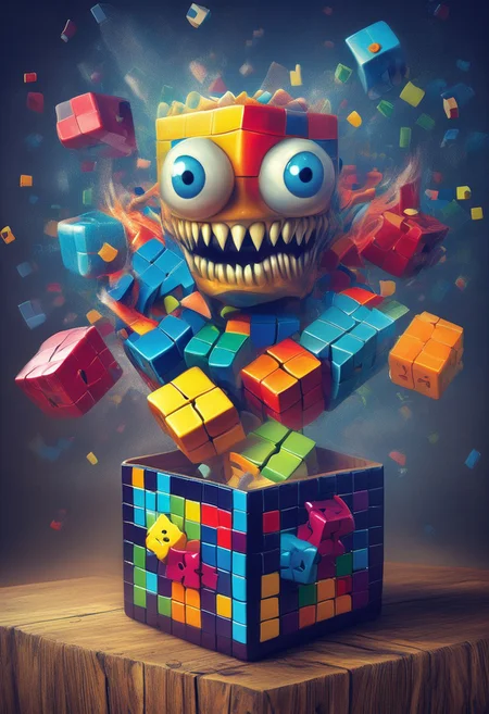 Monster in a Box, Rubics Cube, puzzle cube, jigsaw tornado,