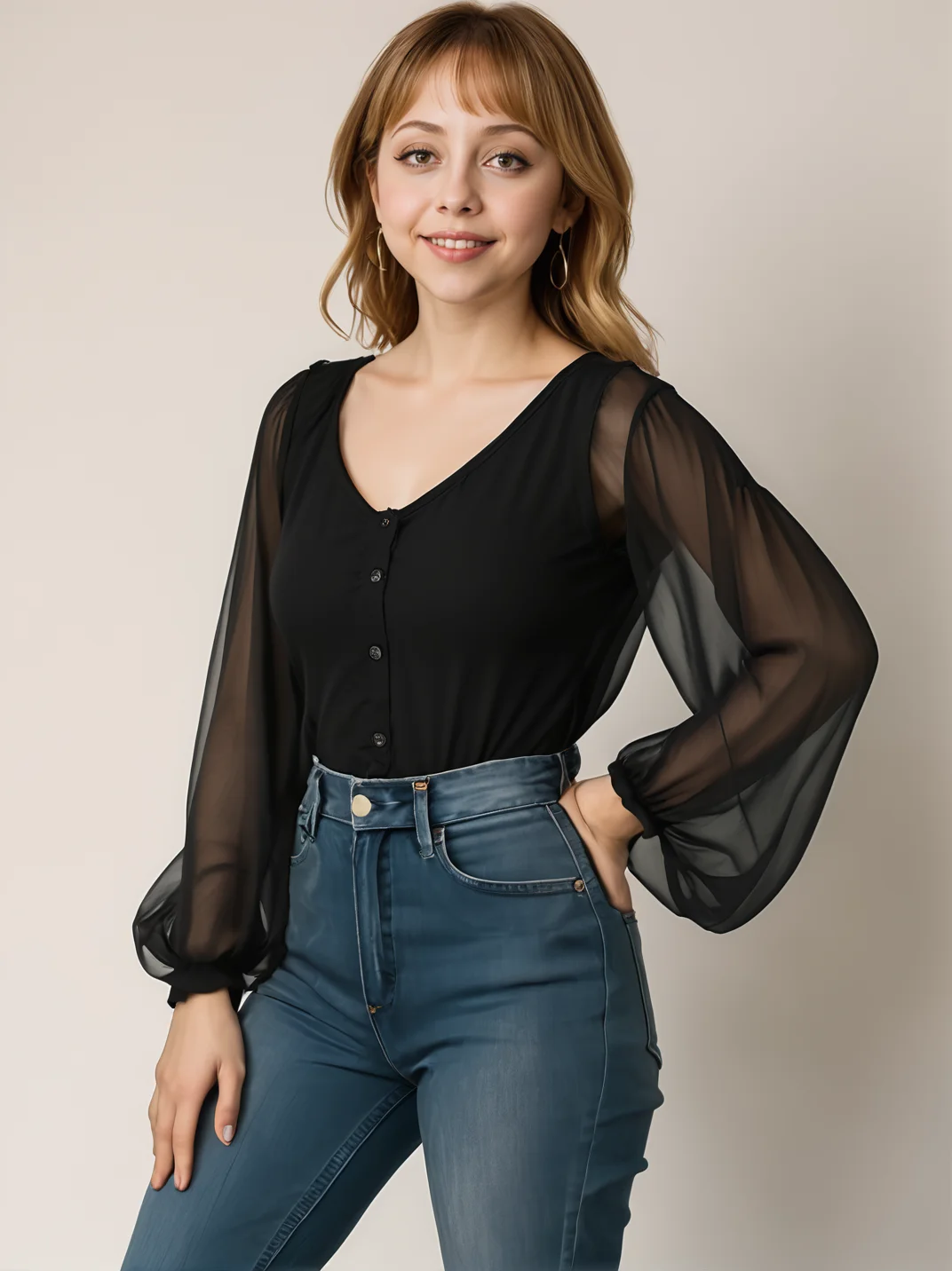 30yo felicitysynthxl, full body, standing, neutral background, neutral expression,