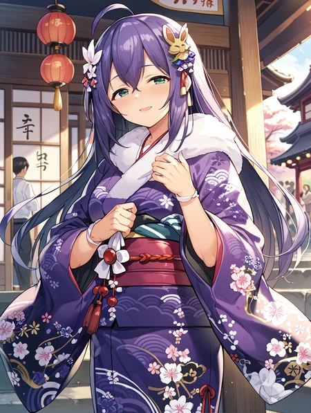 score_9,score_8_up,score_7_up,
official art,official style,game cg,megami magazine,
uncensored,
1girl,solo,
mochizuki anna,purple hair,green eyes,ahoge,
japanese clothes,obi,obijime,obiage,kimono,fur-trimmed kimono,fur trim,wide sleeves,
<lora:idolmaster_mochizuki_anna_pony_v1:1>,