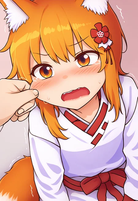score_9, uncensored, source_anime
BREAK
senko, (pinching:1.2), blush, 1girl, blonde hair, cheek pinching, trembling, open mouth, orange eyes, solo focus, sitting, sweat, miko, japanese clothes, ribbon mesh sleeves, lower teeth only, long sleeves, from above, wariza, cheek pull, full-face blush, animal ears, fox ears, fox tail, hair ornament, hair flower, orange hair, short hair,
<lora:awoo_pony_v1:1> <lora:senko_ds6_ponyxl_lr1e-5_constant_adamw8_dim32_alpha16:1> <lora:pinchinggesture:1>