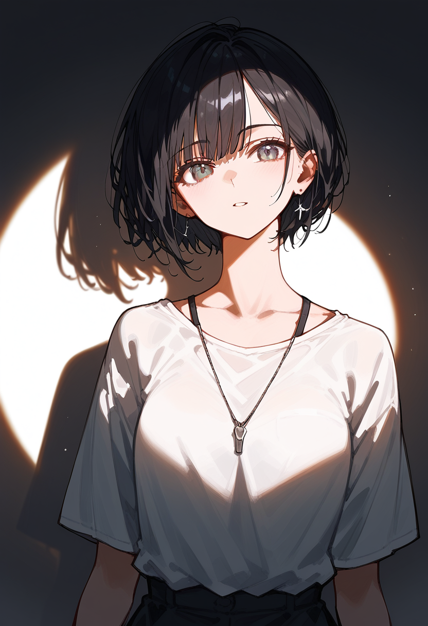 <lora:spotlight:1>, spotlight, shadow, 1girl, looking at viewer, standing, leaning back, upper body,, (score_9,score_8_up,score_7_up,score_6_up,score_5_up,score_4_up),
