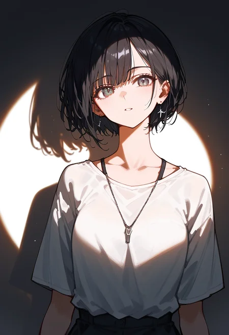 <lora:spotlight:1>, spotlight, shadow, 1girl, looking at viewer, standing, leaning back, upper body,, (score_9,score_8_up,score_7_up,score_6_up,score_5_up,score_4_up),