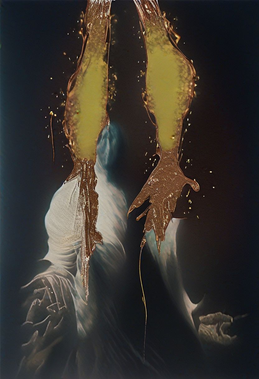 painting of an older man and his adult male lover, spark ignites, tortured souls, peacefulness, revelation, surreal dark smeared background, black and gold mutations tears in fabric , separation of colors, in the style of nicola samori <lora:DarkAnime1:1> <lora:HorrorArt(1):1.2>, glow effects, godrays, Hand drawn, render, 8k, octane render, cinema 4d, blender, dark, atmospheric 4k ultra detailed, cinematic sensual, Sharp focus, humorous illustration, big depth of field, Masterpiece, colors, 3d octane render, 4k, concept art, trending on artstation, hyperrealistic, Vivid colors, extremely detailed CG unity 8k wallpaper, trending on ArtStation, trending on CGSociety, Intricate, High Detail, dramatic, absurdes, a realistic baroque bedroom, white canopy over bed, white drapes, damask patterns, intricate details,    in the style of Vittorio Matteo Corcos
