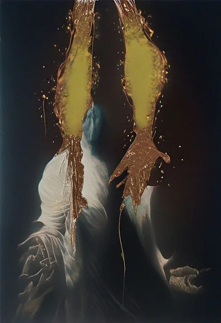 painting of an older man and his adult male lover, spark ignites, tortured souls, peacefulness, revelation, surreal dark smeared background, black and gold mutations tears in fabric , separation of colors, in the style of nicola samori <lora:DarkAnime1:1> <lora:HorrorArt(1):1.2>, glow effects, godrays, Hand drawn, render, 8k, octane render, cinema 4d, blender, dark, atmospheric 4k ultra detailed, cinematic sensual, Sharp focus, humorous illustration, big depth of field, Masterpiece, colors, 3d octane render, 4k, concept art, trending on artstation, hyperrealistic, Vivid colors, extremely detailed CG unity 8k wallpaper, trending on ArtStation, trending on CGSociety, Intricate, High Detail, dramatic, absurdes, a realistic baroque bedroom, white canopy over bed, white drapes, damask patterns, intricate details,    in the style of Vittorio Matteo Corcos