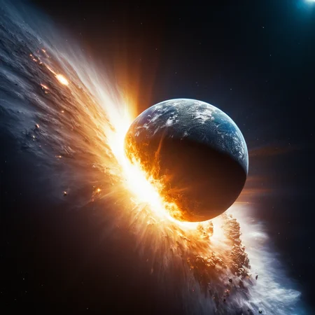 cinematic film still of <lora:collision style:1>
A collision of a bright star is in the middle of a galaxy,no humans,glowing,space,explosion,planet,spacecraft , impact, crash, explosion, destruction, strike, wreck, smash, planet, outer-space, galaxy, cinematic, film, different color, real, collision style, shallow depth of field, vignette, highly detailed, high budget, bokeh, cinemascope, moody, epic, gorgeous, film grain, grainy