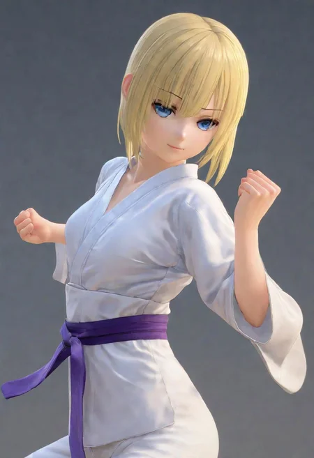 masterpiece,fullbody, photograph,realistic lighting, absurd quality,realism best quality, sensual face, fighting stance, blue eyes,<lora:Ayane_Amamiya:.7>,blonde hair,clear quality