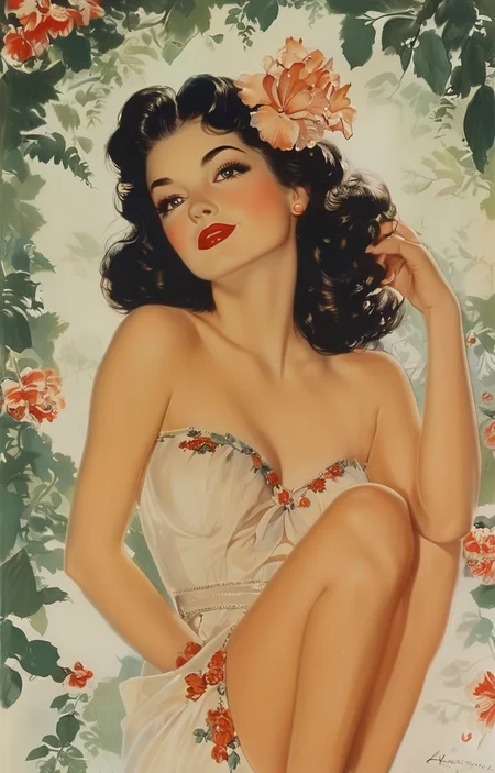 masterpiece,best quality,<lora:tbh208-sdxl:0.9>,illustration,style of Alberto Vargas A bottle of perfume in garden