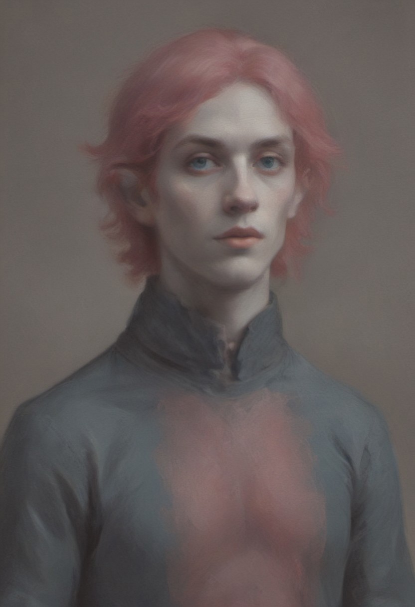 Blue skinned sea elf with pink hair