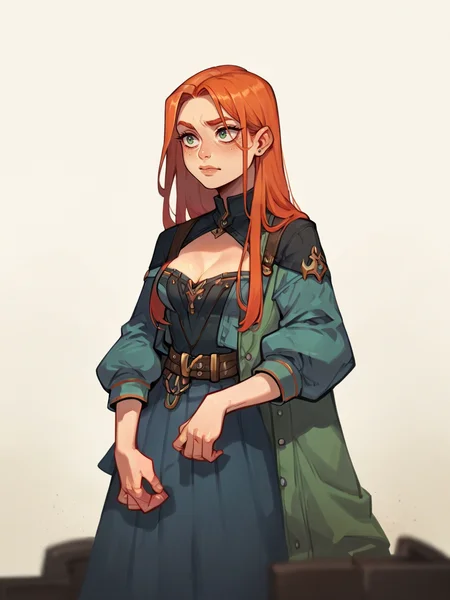 score_9, score_8_up, score_7_up, score_6_up, score_5_up, score_4_up, <lora:gl3bXLP:1> gl3b, 1girl, long hair, ginger, white background,