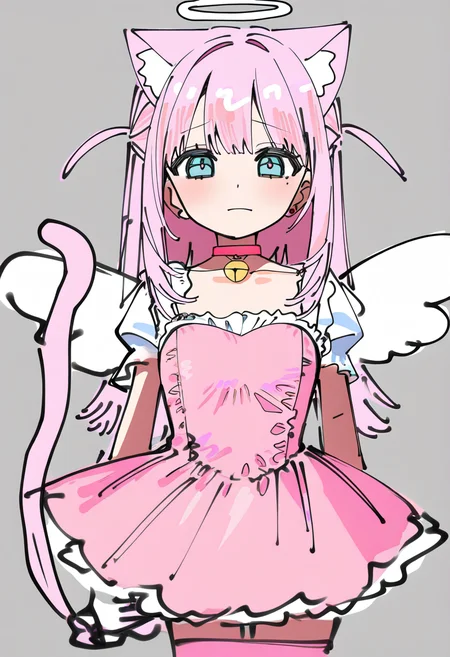 best quality, amazing quality, very aesthetic, absurdres,
BREAK
1girl, angel wings, animal ears, blue eyes, cat ears, cat girl, cat tail, dress, long hair,
looking at viewer, magical girl, pink hair, pink theme, solo, tail, wings, yume kawaii, yume ne,  <lora:DoodleAnimeNoobLocon_byKonan:1>