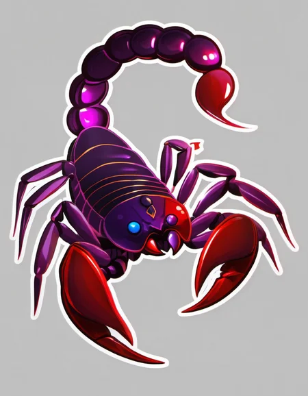 (Realistic:1.5) EdobScorpion, gem uniform (houseki no kuni), monster, pokedex number, purple eyes, close-up, circle, tongue, red eyes, oversized animal, red background, grey background, <lora:EdobScorpionArtistic_XL_v1.0:0.8>